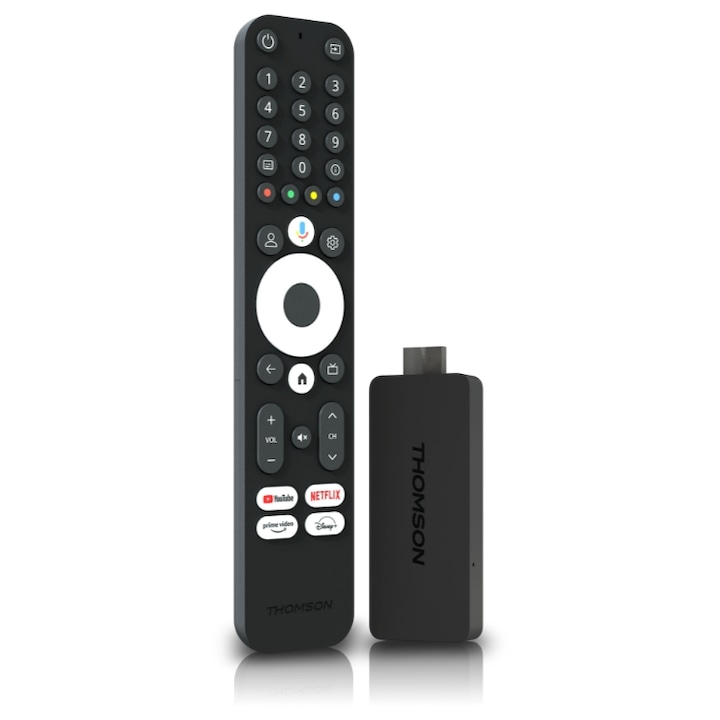 Медиаплейър Thomson Streaming Stick с Google TV 145, 4K, 8GB, Черен