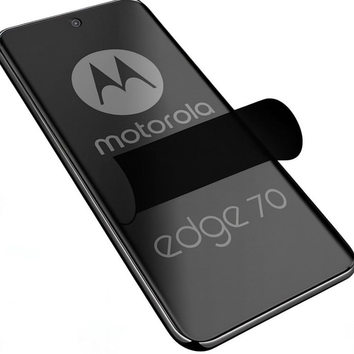 Folie Privacy Silicon Ecran pentru Motorola Edge 70, Silicon Hydrogel, Flexible Hydro-Crystal, Protectie Completa, Full Glue, Instalare usoara, Set complet pentru Instalare