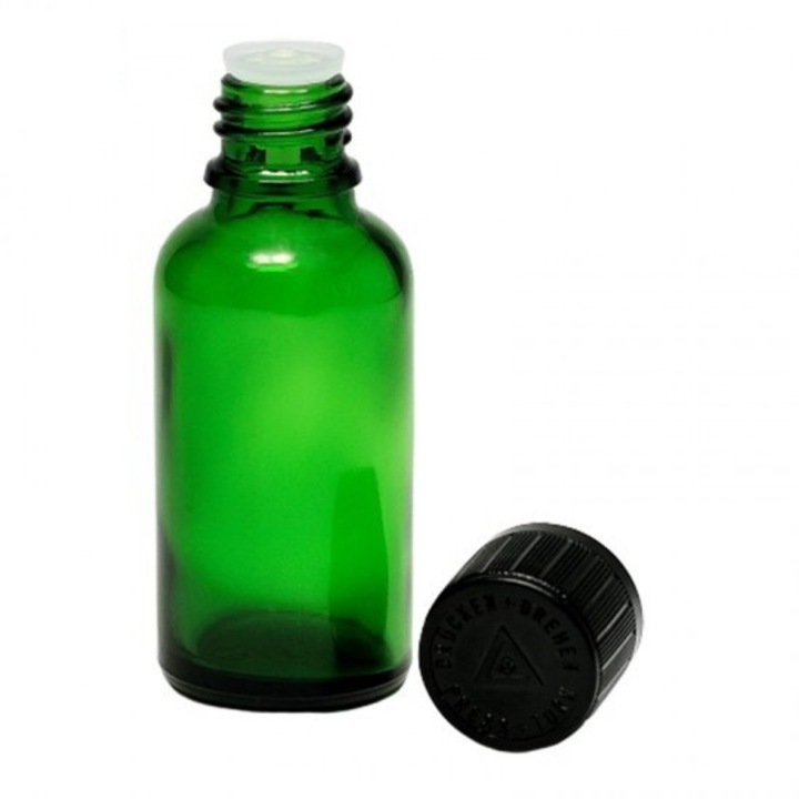 Sticla verde cu picurator, capac childproof, 30ml