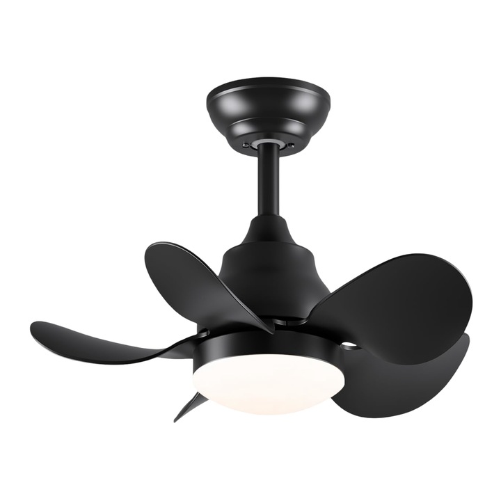 Вентилатор за таван с LED осветление, 6 скорости, 55 см, черен, 2 в 1