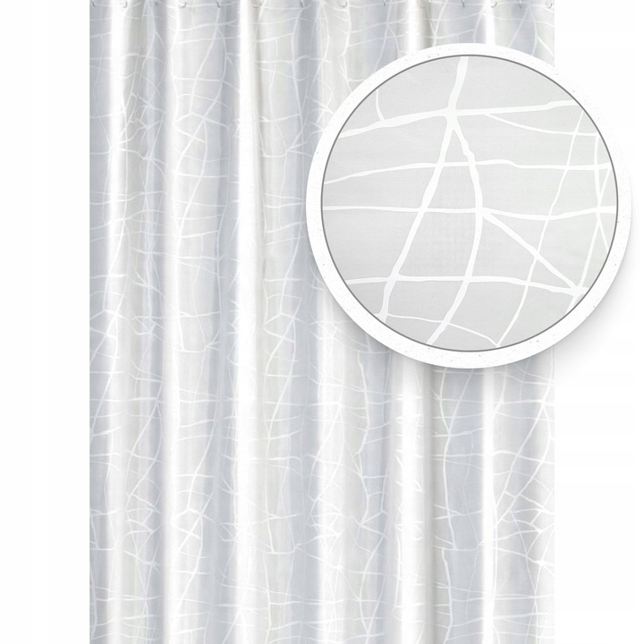 Világosszürke Textil Zuhanyfüggöny 150x200cm, Mosható, Kampókkal