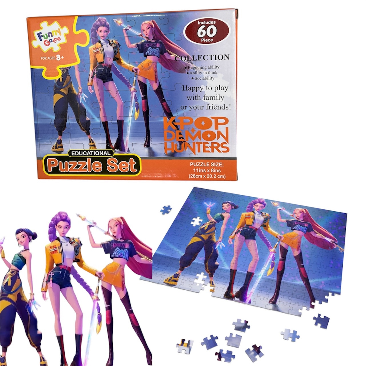 Set Puzzle KPOP Demon Hunters, 60 Piese, Joc Educațional pentru