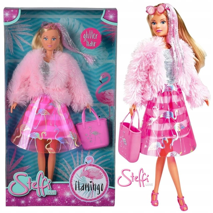 Papusa Simba Steffi Love Flamingo cu Par Stralucitor, 29 cm