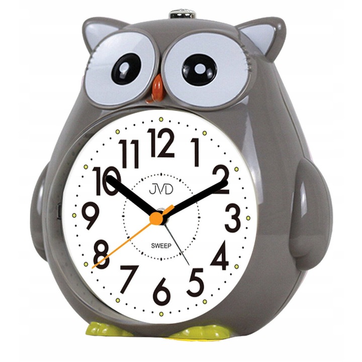 Ceas desteptator JVD SRP3001.2 Sova Gri 15cm cu Melodii si Alarma