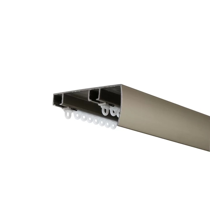 Sina perdea aluminiu dubla, bronz, prindere tavan, 300cm, cu accesorii incluse