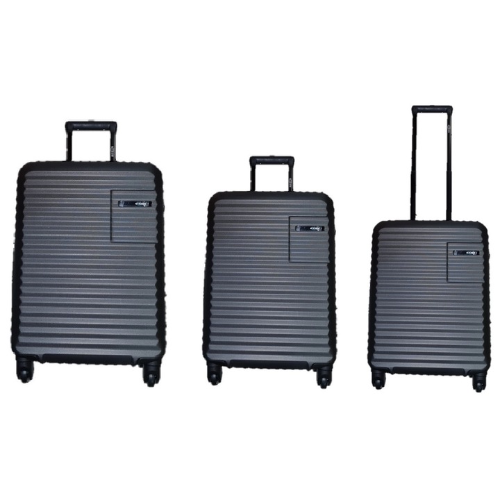 Set 3 trolere, Rain, Dure, 55/67/76cm, Gri antracit