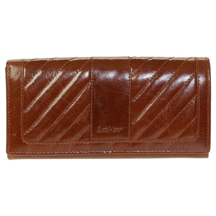 Portofel dama, Lavor, model 1-3734, piele, coniac