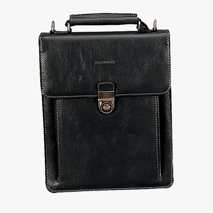 Servieta Bartuggi, imitatie de piele, negru