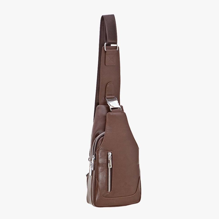 Geanta crossbody Bartuggi Tsantaki, piele naturala, maro