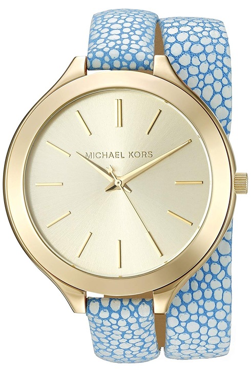 Ceas dama Michael Kors, inox/piele, albastru/auriu