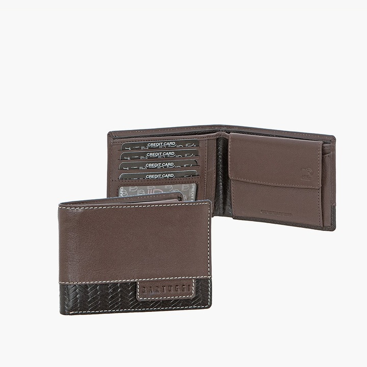Portofel barbati, Bartuggi, model Andriko, piele ecologica, culoare cafea