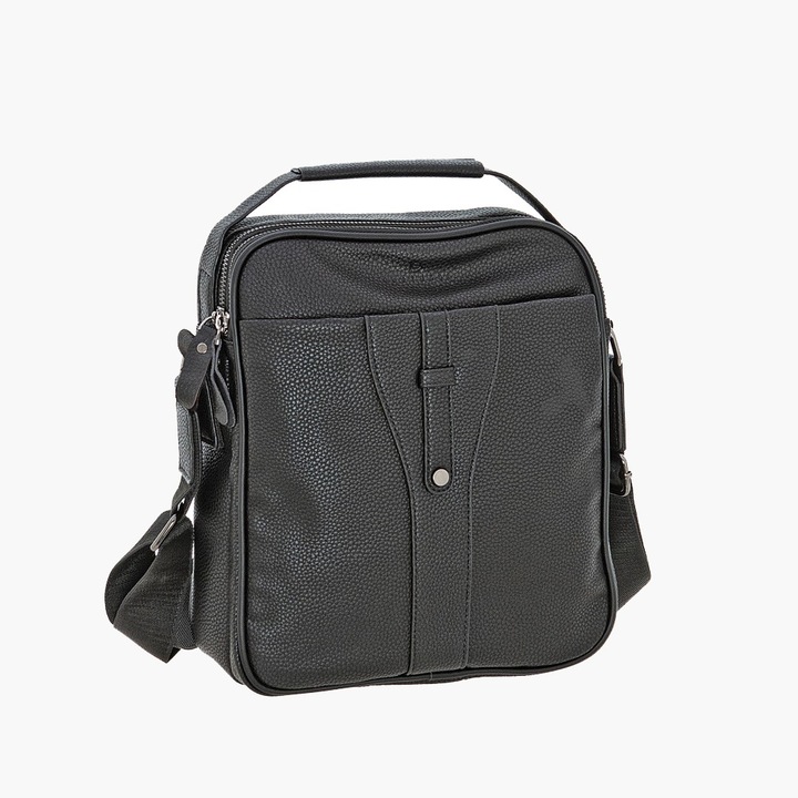 Geanta barbati, Bartuggi, model 718-1805-3, piele, negru