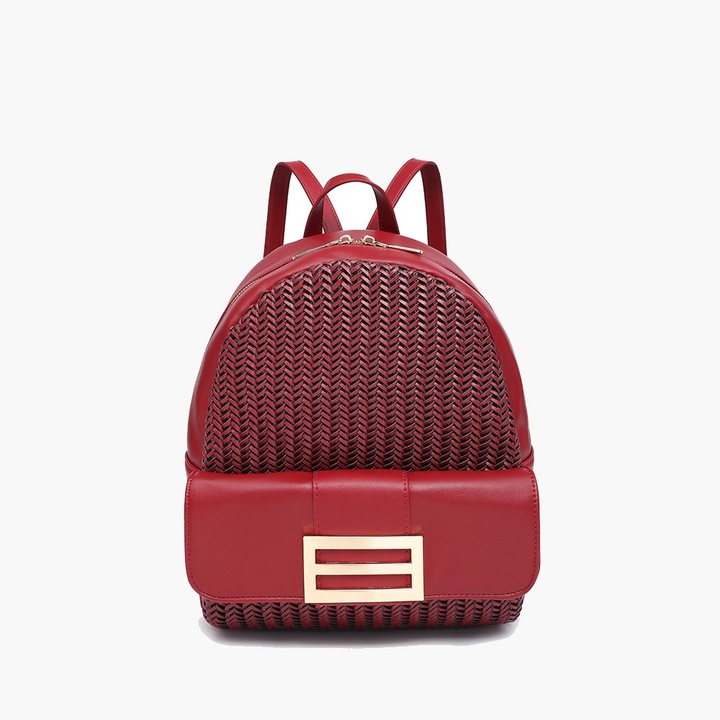 Rucsac dama, Bartuggi 3005-70507, PVC, Rosu