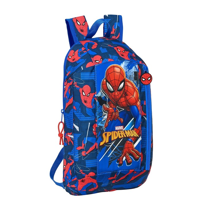 Rucsac Safta Spiderman Marvel, 2 compartimente, textil, albastru