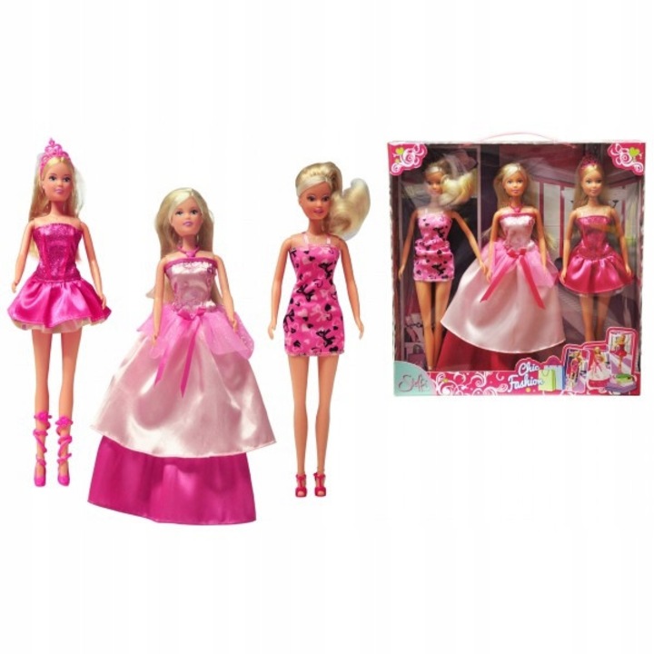 Set 3 papusi Steffi Simba, 29cm, multicolor, +3 ani