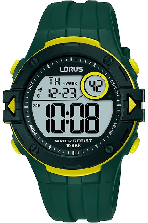 Ceas barbatesc, Lorus, cauciuc, verde, 40 mm