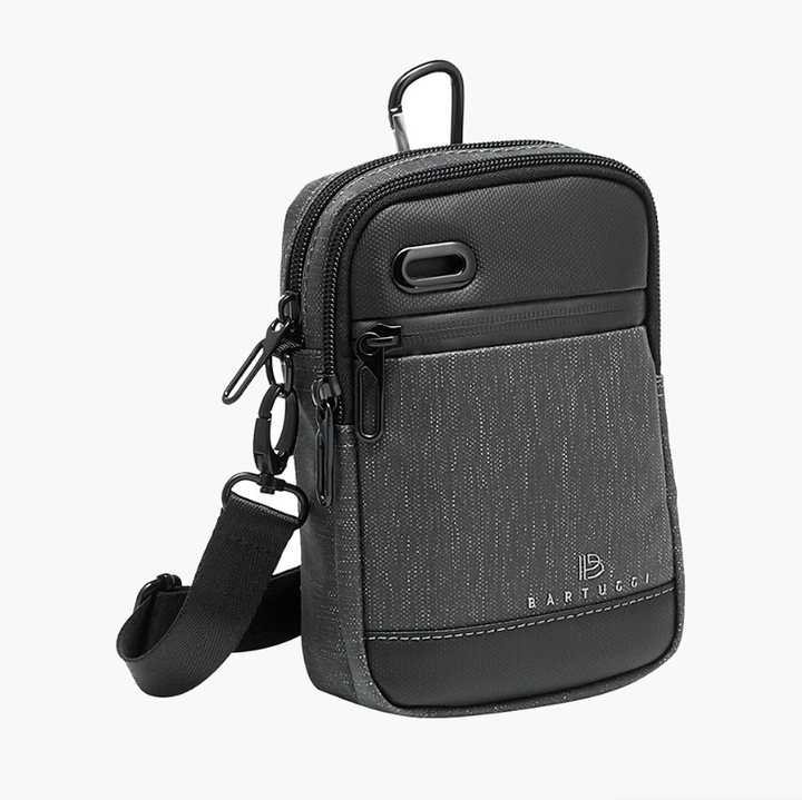 Geanta barbati, Bartuggi, Crossbody, Textil, Negru