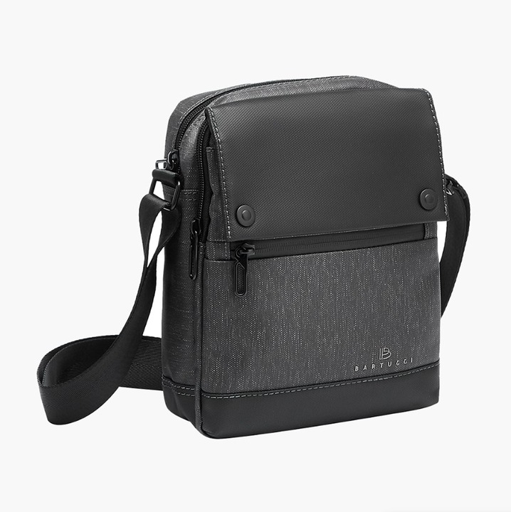 Geanta barbati, Bartuggi, 718-992-1, Material textil, Negru