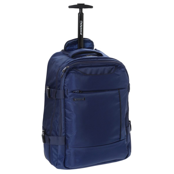 Rucsac Diplomat 111-55W, Cu roti, Textil, Albastru