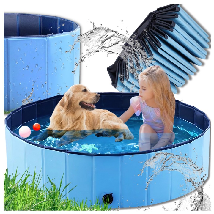 Piscina pentru caini si copii, Luka, 100x30cm, material PVC, albastru