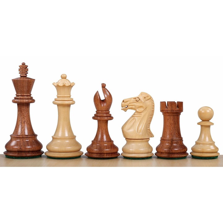 Set figurine sah Stallion, Akacia/Bukszpan, detalii sculptate, 3,5 inch