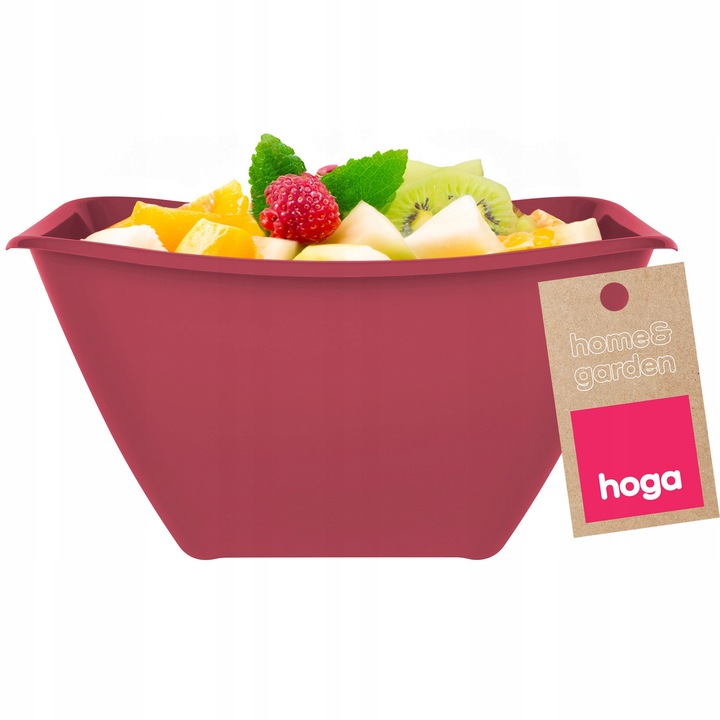 Bol de Salata Hoga 0.9L, Plastic PP, 16cm, Culoare Rosu-Bordo