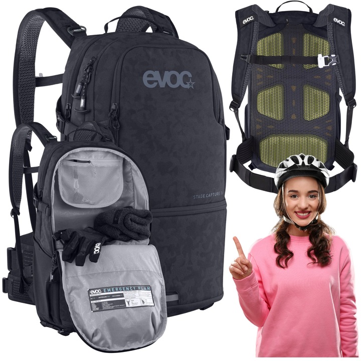 Rucsac Ciclism Evoc Stage Capture 16L Negru - Fotografie si Aventura