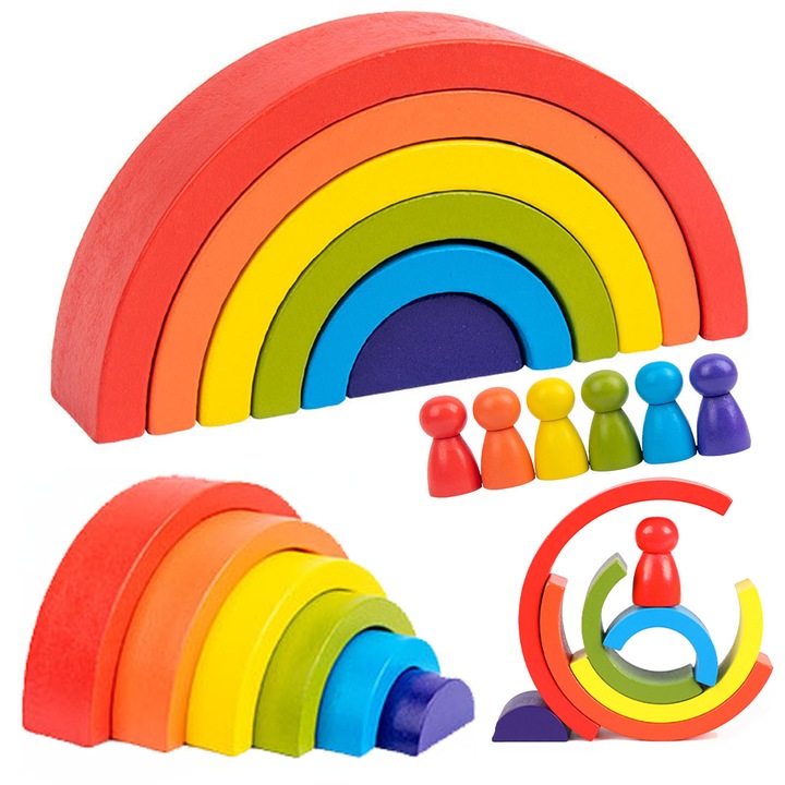 Set de jocuri educative, Luka,curcubeu cu pioni, 7x14x3cm, multicolor
