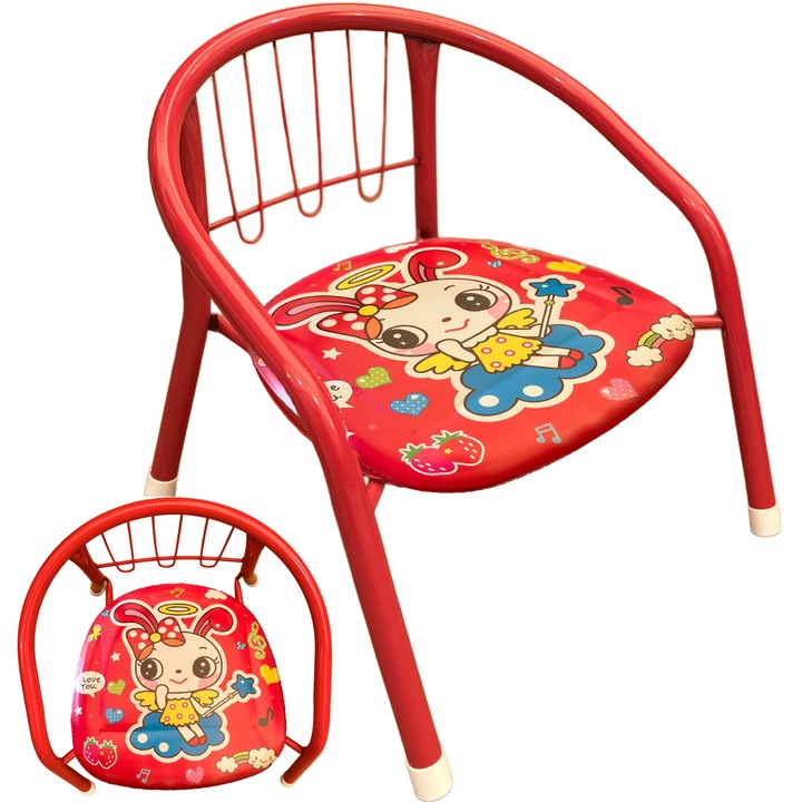 Scaun metalic pentru copii Luka, 36x36x36cm, confortabil, antiderapant