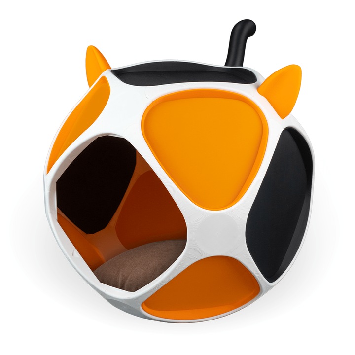 Meow Pet Къща за малки кучета и котки, удобен вътрешен подслон, място за сън, 3D принтирана, 40×40×40 см