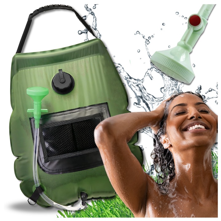 Dus turistic solar 20L, Luka, portabil, cu incalzire solara, usor de transportat, ideal pentru camping si supravietuire