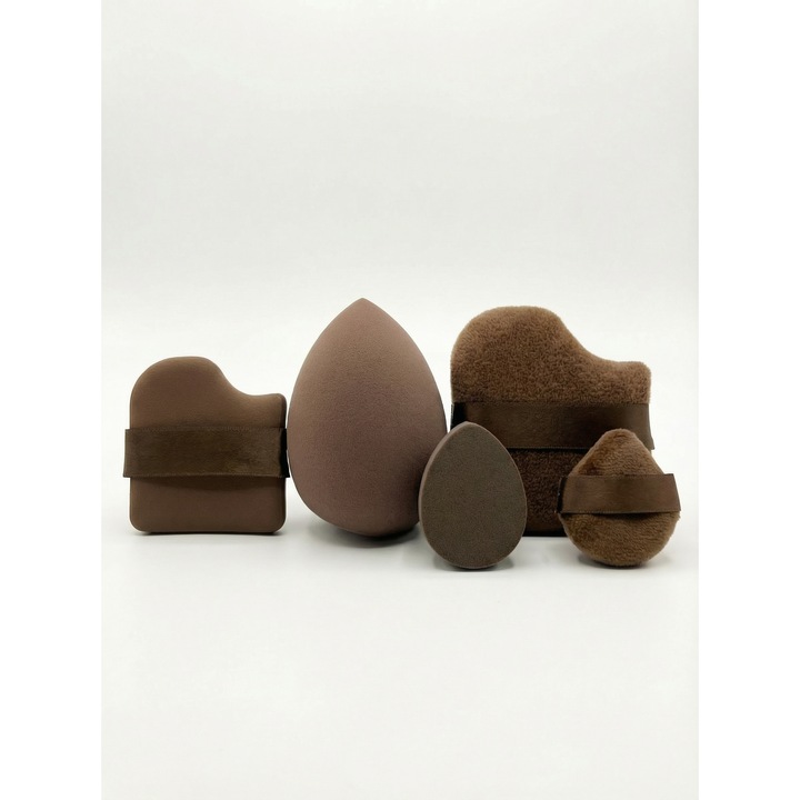 Set 5 Bureți Machiaj Mooniva, Latex-Free, pentru Contur și Finish Mat