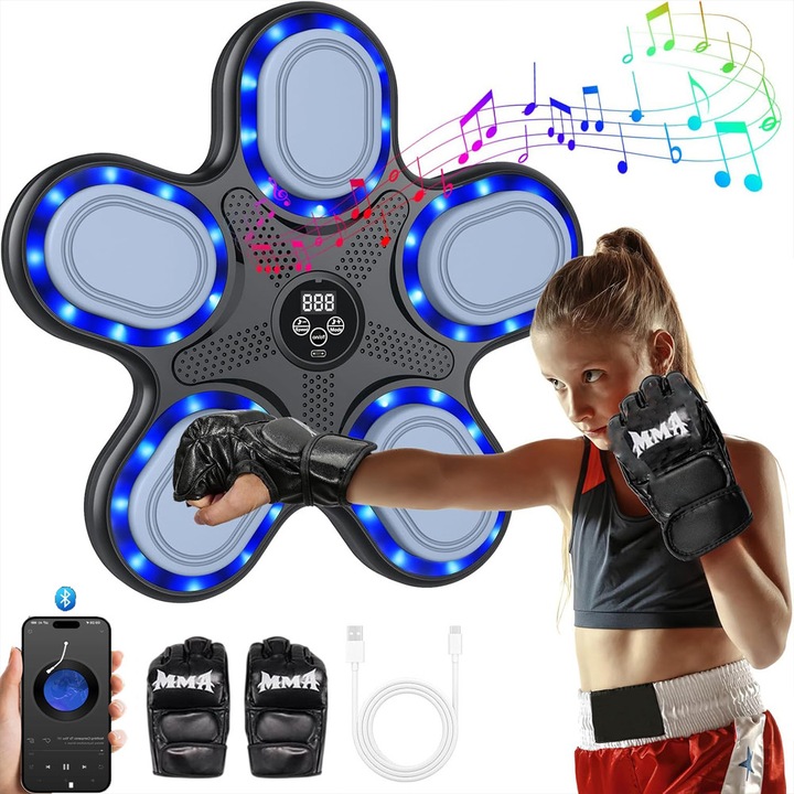 Aparat de Box Muzical LED Inteligent, Antrenor Perete, Bluetooth, cu ...