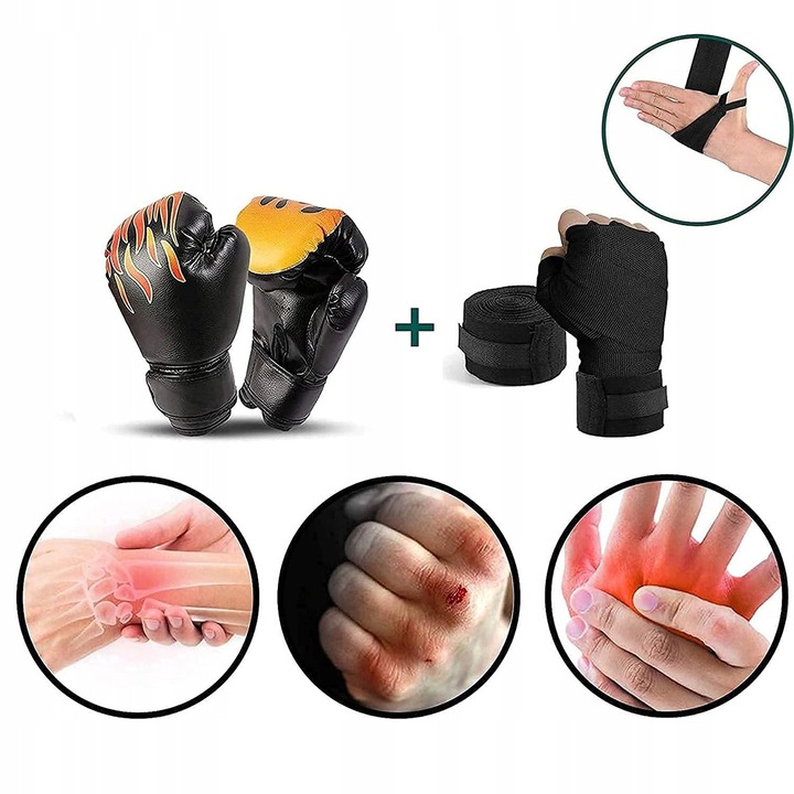 Set saci sportivi de lupta, 120cm, manusi de box, multicolor