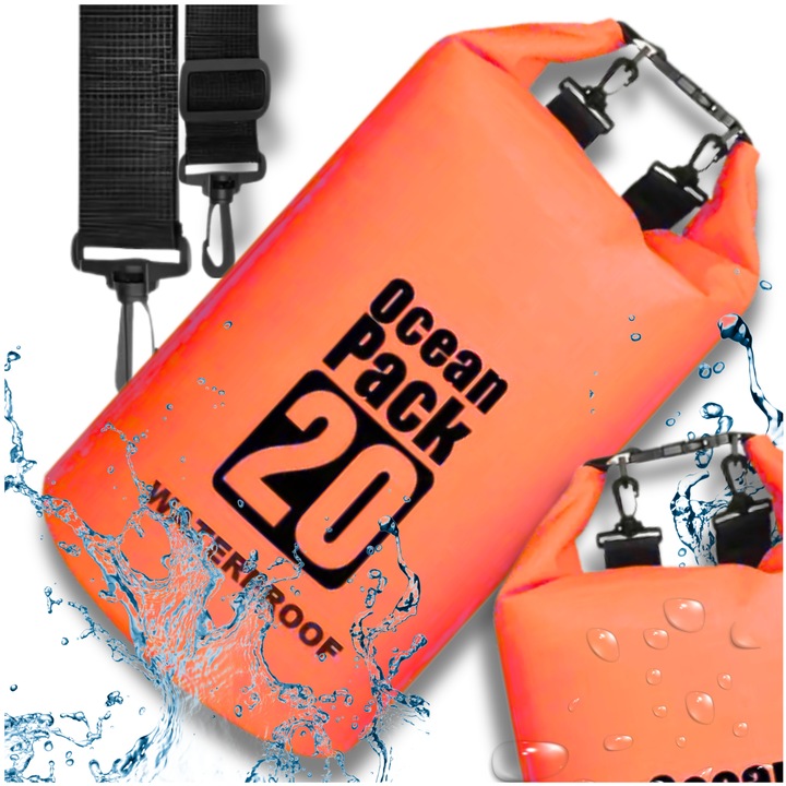 Rucsac impermeabil 20L, Luka, portocaliu, design modern, rezistent la apa