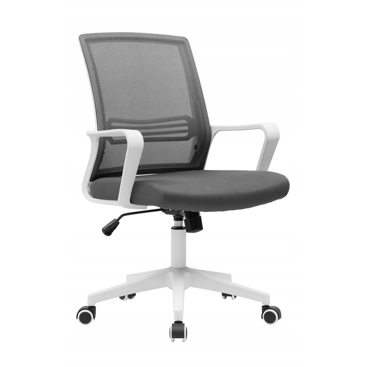 Forgószék, Furnitex, szürke, 52x45x107-117cm, TILT mechanizmus, deréktámasz