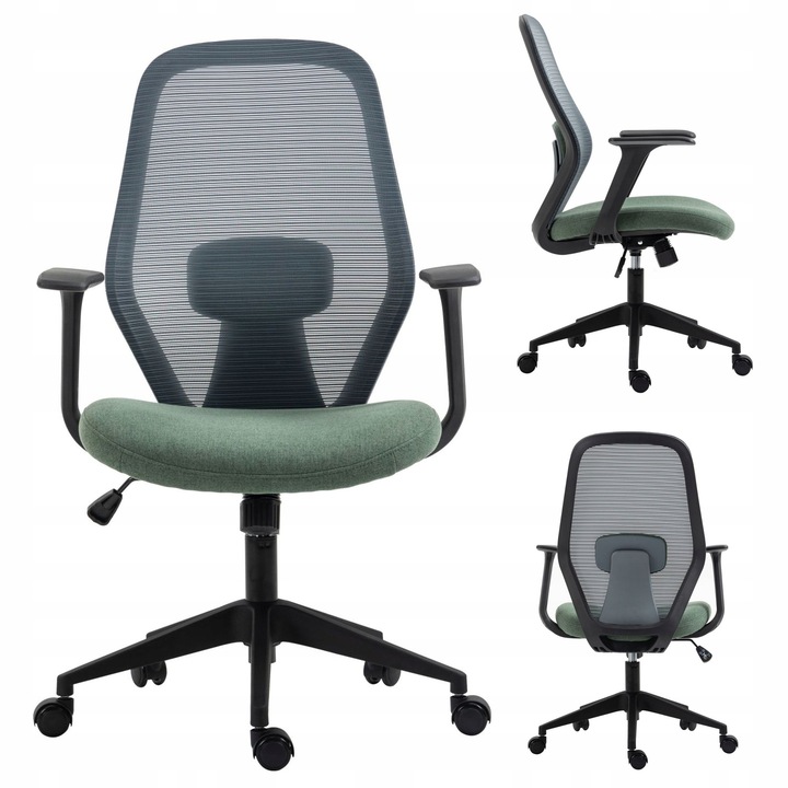 Scaun birou, Furnitex, model FB23-FX, ergonomic, verde, dimensiuni 66x51x97-107cm