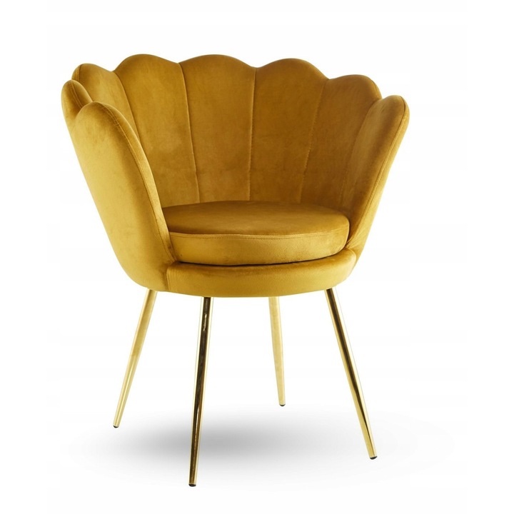 Fotoliu Furnitex curry, metalic, auriu, 77x68x42cm, pentru salon, jadalnie, toaleta, montaj necesar