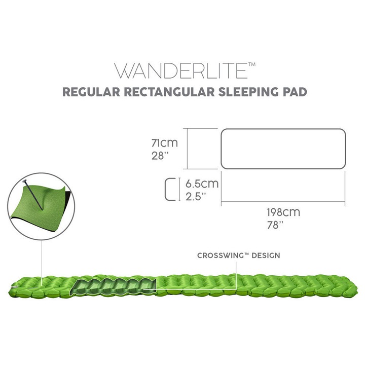 Saltea camping Bestway WanderLite Large 198x71x6,5cm, material ToughLite, rezistent la perforare, greutate 686g