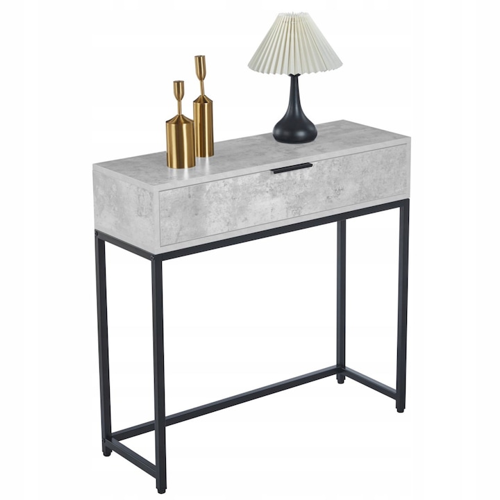 Конзолна мебел Furnitex, BETON JASNY, 80x77x28см, черна