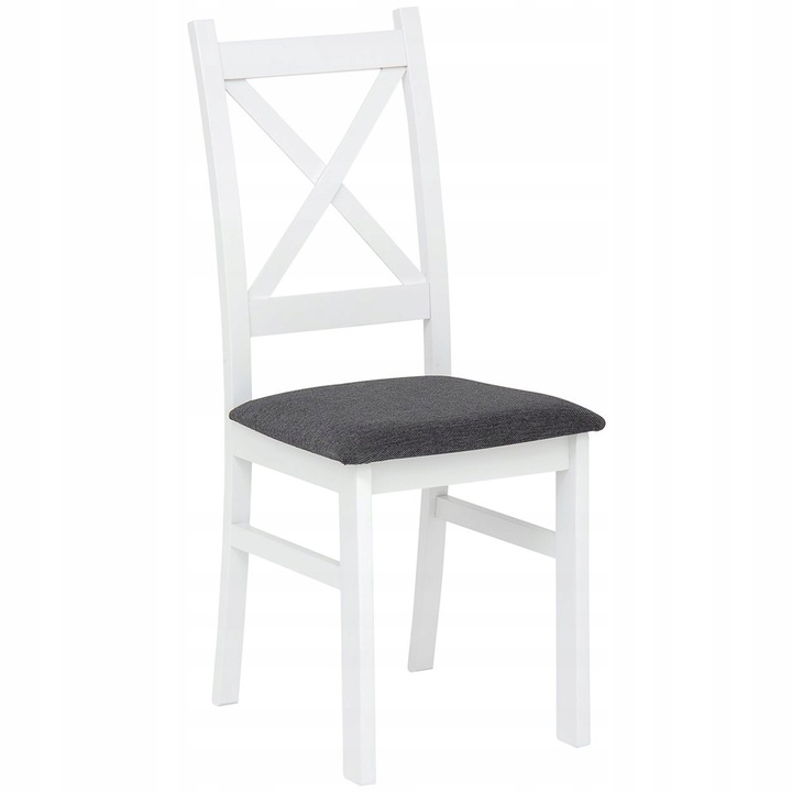 Стул Furnitex, модел Carlo, бял цвят, сива седалка, размери 94x40x40см