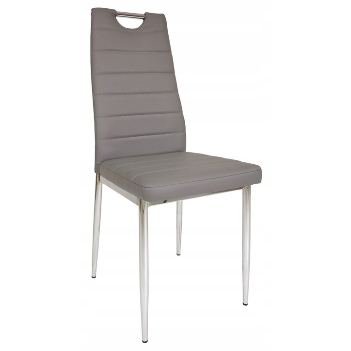 Scaun Furnitex, model DC2-001-B, ecologic, gri, dimensiuni 40x42x97cm, cu suport cromat