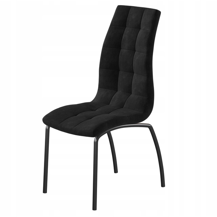 Scaun velur negru, Furnitex, picioare metalice, dimensiuni 102x42x41cm, set