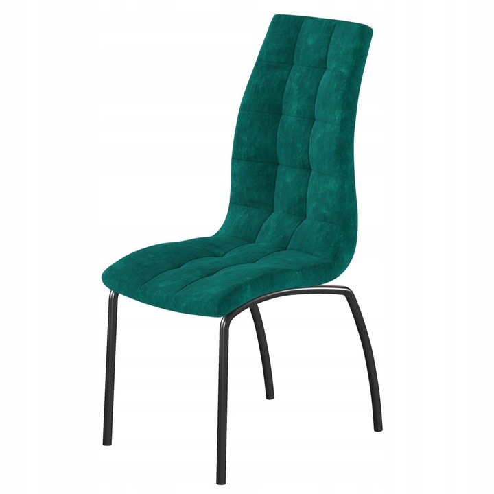 Стол от велур, зелен, Furnitex, черни метални крака, размери 102x42x41см