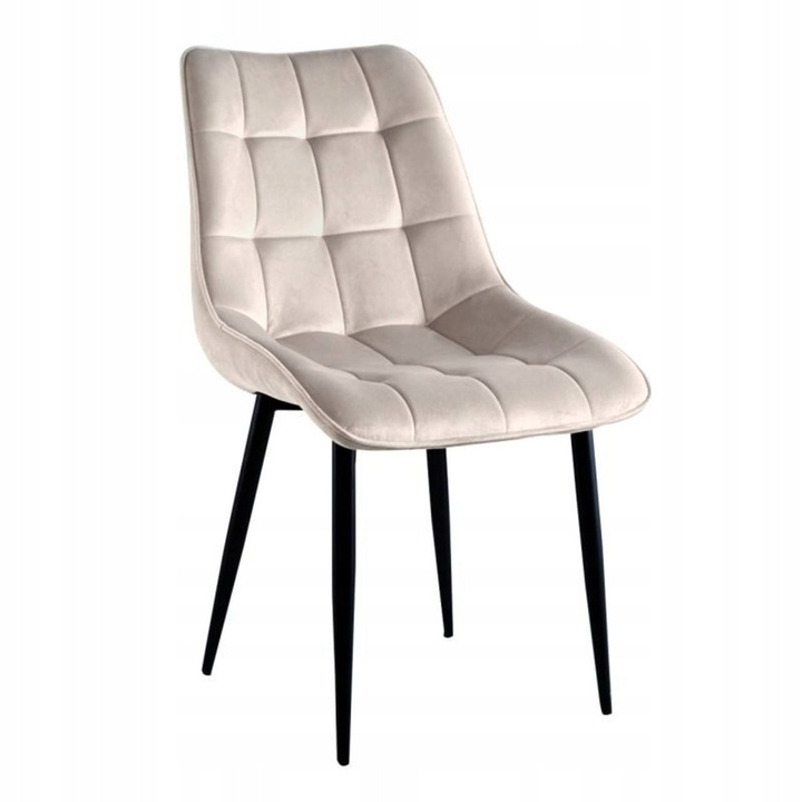 Тапициран стол, Furnitex, бежов, 51x44см, височина 89см, черни метални крака