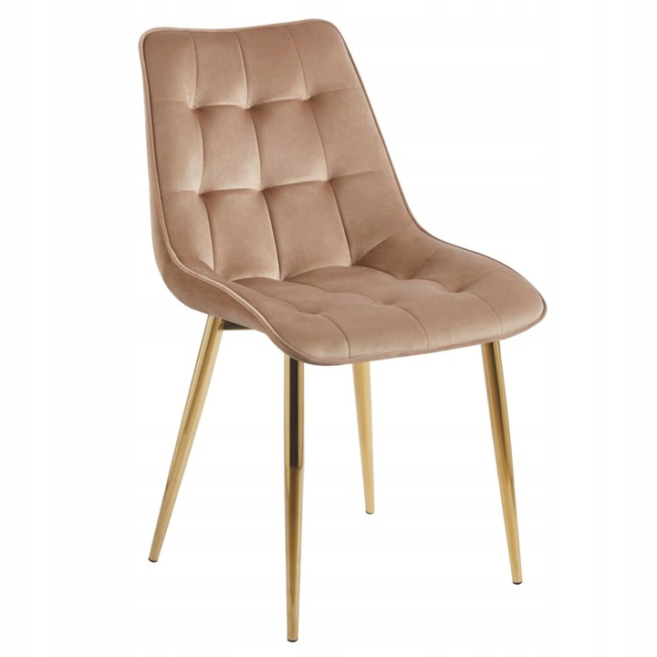 Scaun tapizat, cappuccino, picioare aurii, 51x44x89cm, set de 1 buc.