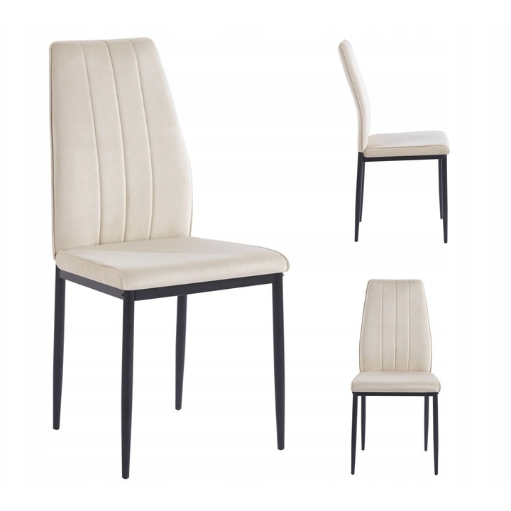 Scaun , Furnitex, Velvet bej, metal negru, 43x38cm