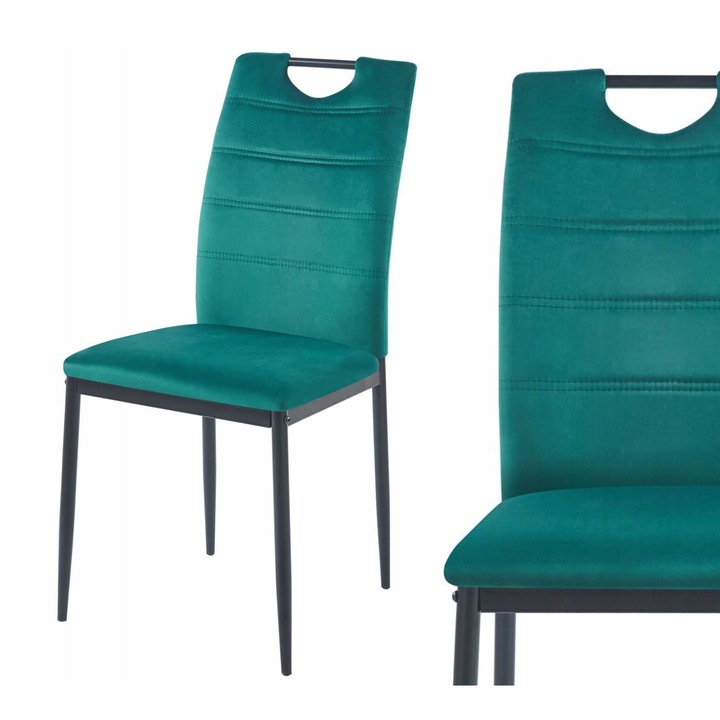 Scaun tapicerat, Velvet, verde, metal negru, 43x38cm