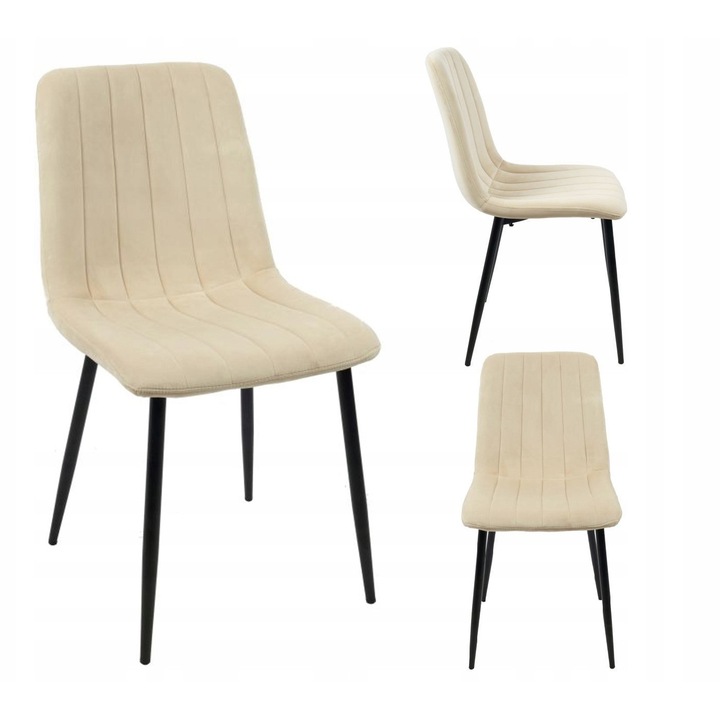 Тапициран стол, K17-FX, бежов, велур, метал, 87x44x55см, макс 120кг