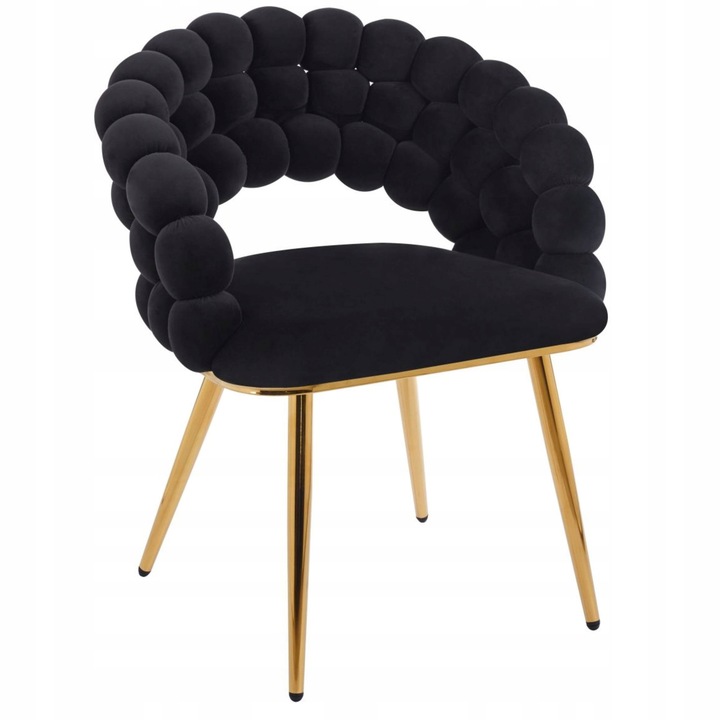 Стол BUBBLE, Furnitex, черен велур, златни метални крака, 86x62x49см, включен монтажен комплект